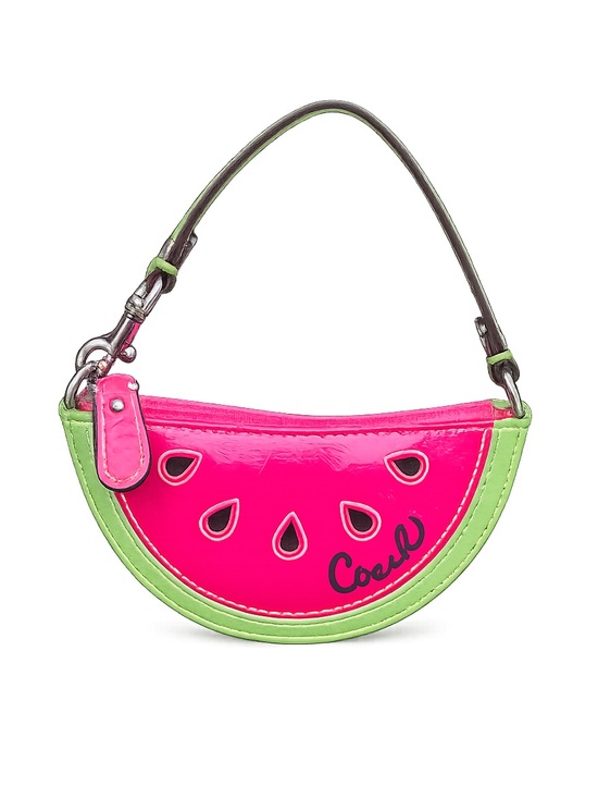 Coach Handbags - Vintage Coach Watermelon Slice Pink Green Leather Zip Coin Purse Excellent Con